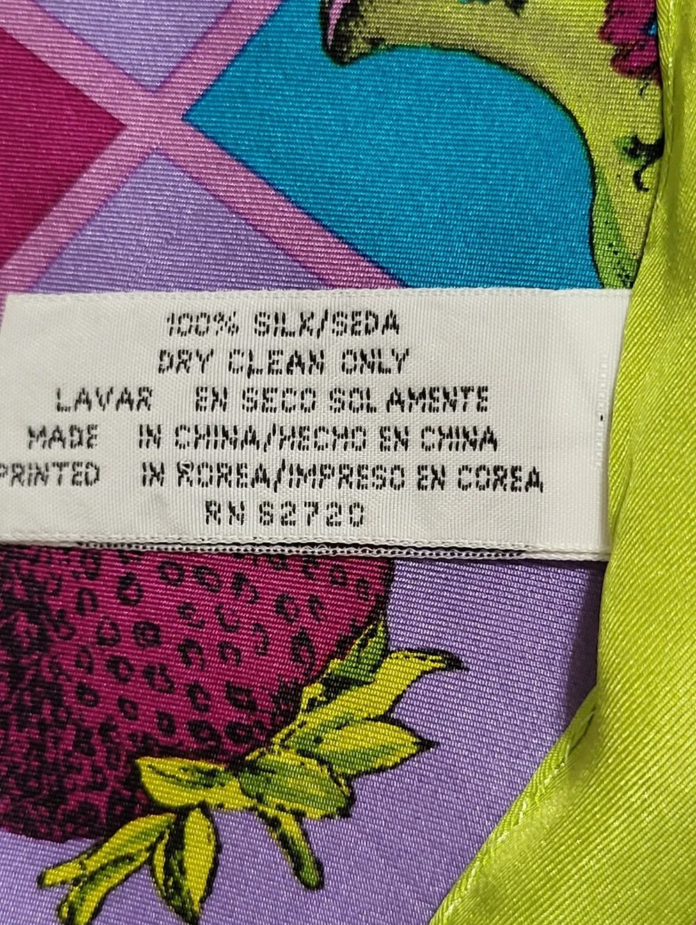 Vintage Accessory Street 100% Silk Square Scarf Checkerboard Pop Art Korea 21x21